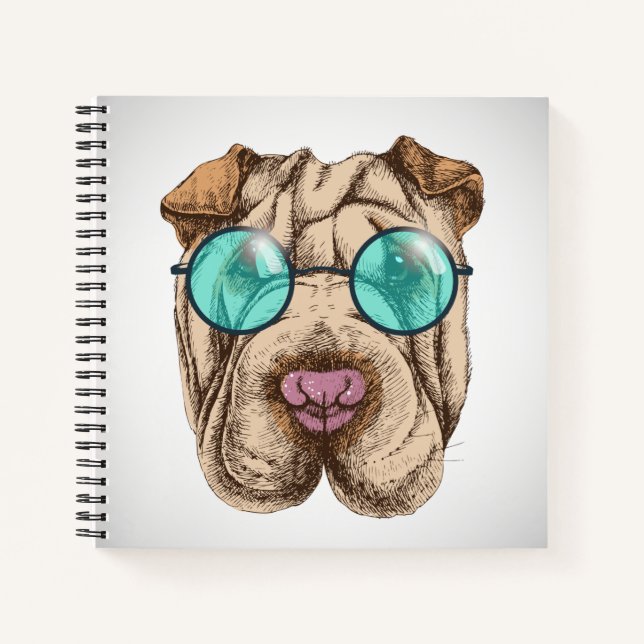 Carnet Sharpei dans les lunettes de soleil (Devant)