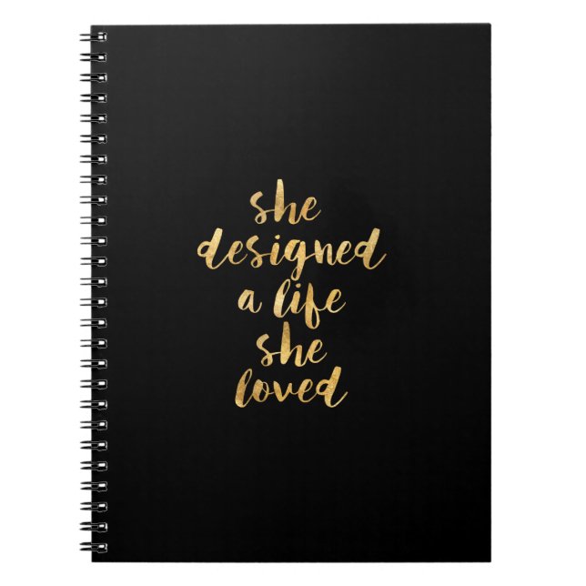 Carnet She Designed a Life She Loved with faux gold foil (Devant)