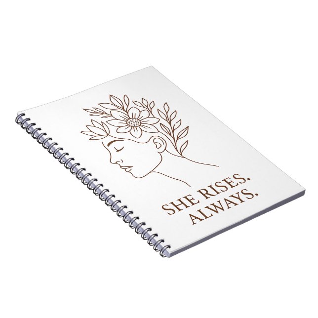 Carnet She Rises. Always — Minimalist Empowerment Design (Côté Droit)