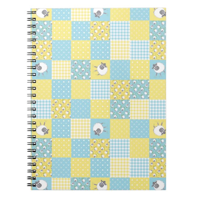 Carnet Sheep Country-Style Faux Patchwork Spiral Notebook (Devant)