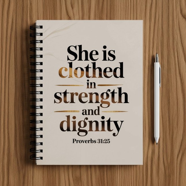 Carnet She's clothed in strength. Bible verse notebook  (Créateur téléchargé)