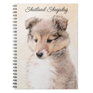 Carnet Shetland Sheepdog Puppy Peinture Chien original ar