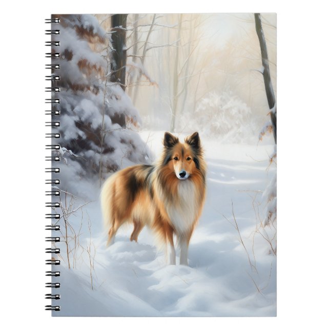 Carnet Shetland Sheepdog Qu'il neige Noël (Devant)