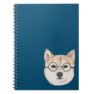 Carnet Shiba Inu avec les verres encadrés par rond