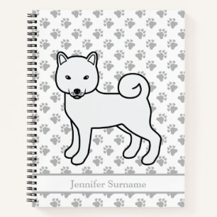 Carnet Shiba Inu Blanc Chien de Dessin Animé Mignon & Tex