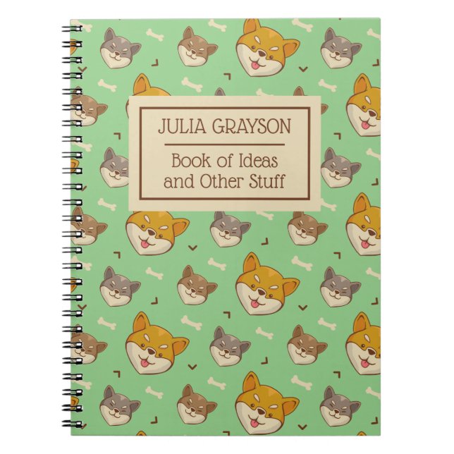 Carnet Shiba Inu Chien Personnalisé Motif Nom personnalis (Devant)