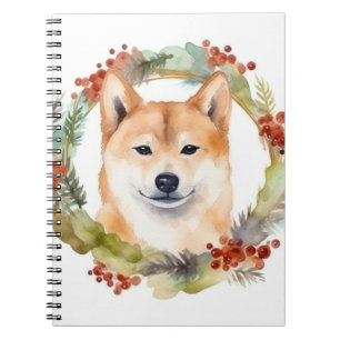 Carnet Shiba Inu Festive de la couronne de Noël Coupe