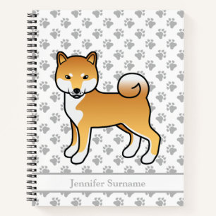 Carnet Shiba Inu rouge mignon chien de dessin animé & tex