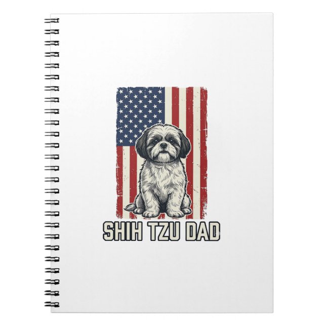 Carnet Shih Tzu Dad Patriotic Flag Vintage Dog Shirt_1 (Devant)