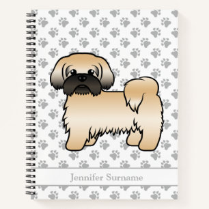 Carnet Shih Tzu de dessin animé chien doré avec masque no