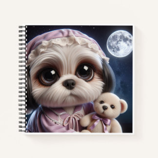 Carnet Shih Tzu en Pyjama avec Ours en Peluche, par Natas