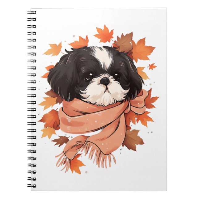 Carnet Shih Tzu Fall Dog Automne quitte Thanksgiving Copi (Devant)