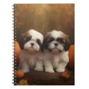 Carnet Shih Tzu Puppy Automne Citrouille de plaisir