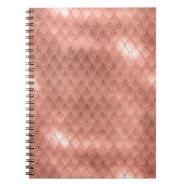 Carnet Shimmering Rose Gold Glitter Dragon Scales (Devant)