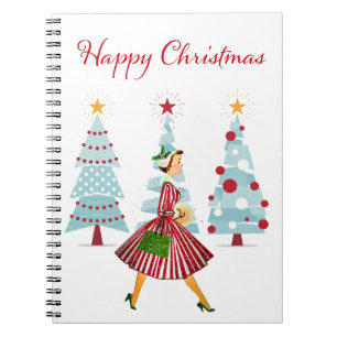 Carnet Shopping de Noël Vintage de la Dame de 1950
