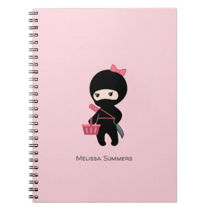 Carnet Shopping Ninja Girl Nom personnalisé sur rose