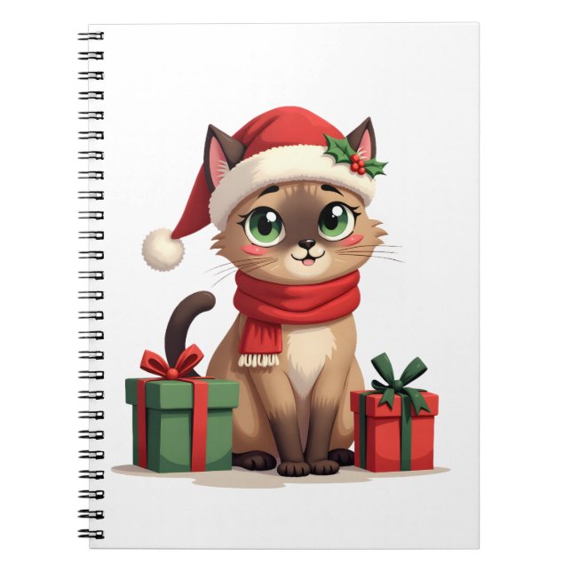 Carnet Siamese Cat Xmas Holiday Santa Siamese Cat Christm (Devant)