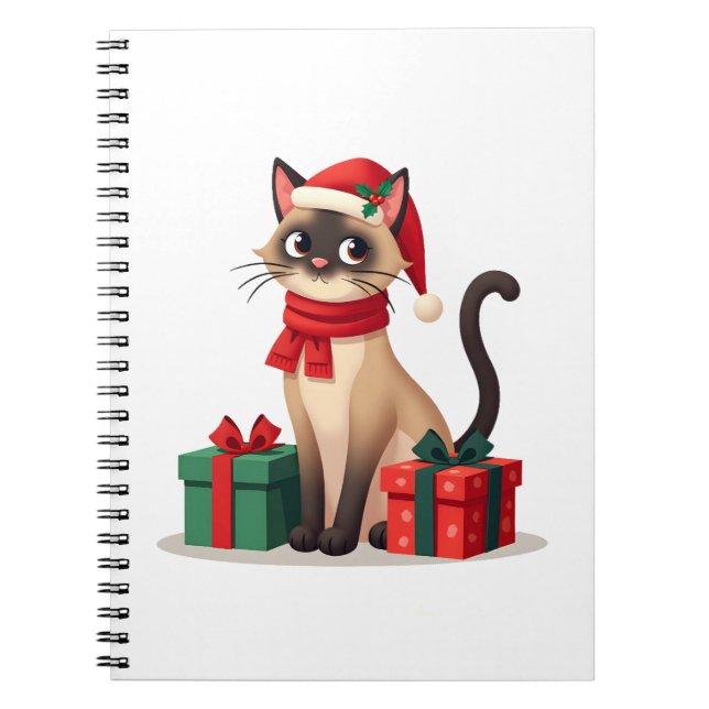 Carnet Siamese Cat Xmas Holiday Santa Siamese Cat Christm (Devant)