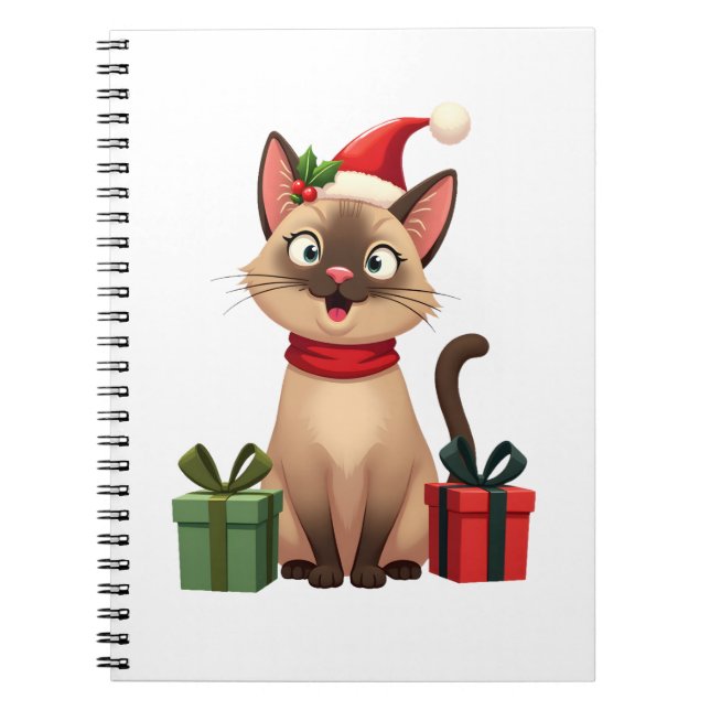 Carnet Siamese Cat Xmas Holiday Santa Siamese Cat Christm (Devant)