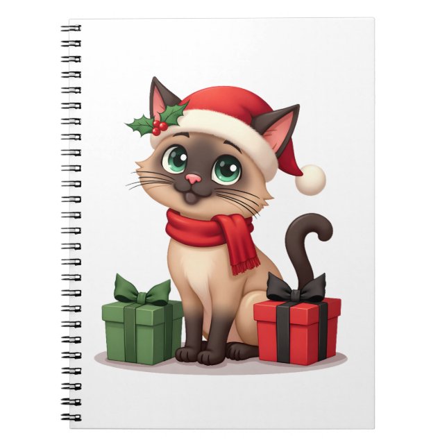 Carnet Siamese Cat Xmas Holiday Santa Siamese Cat Christm (Devant)