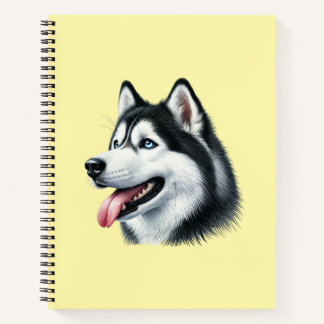 Carnet Siberian Husky Watercolor Portrait 