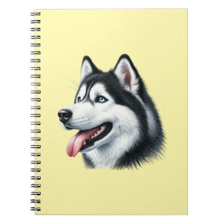 Carnet Siberian Husky Watercolor Portrait 
