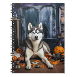 Carnet Sibérie Husky Citrouille Halloween effrayant