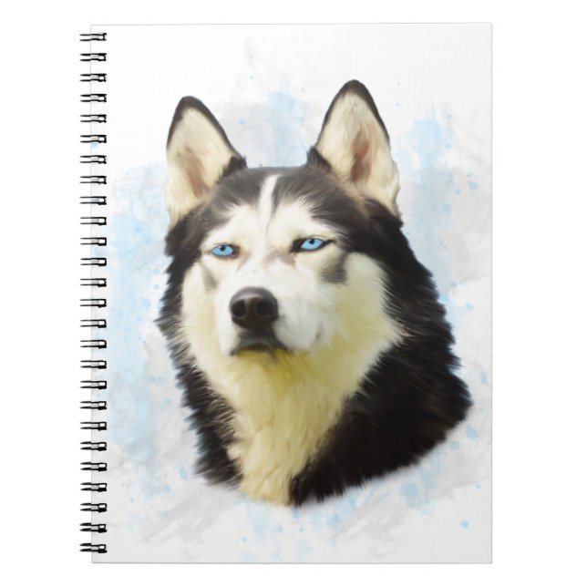 Carnet Sibérie Husky Dog Eau Couleur Art Peinture (Devant)