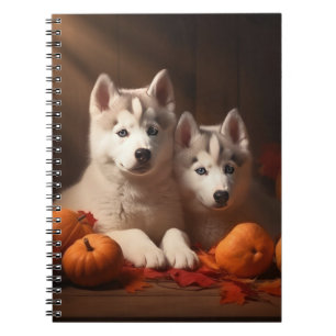 Carnet Sibérie Husky Puppy Citrouille d'automne