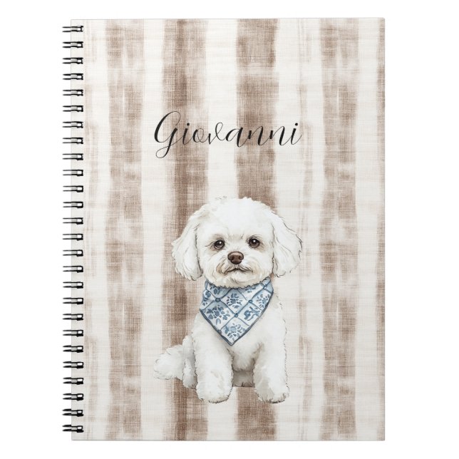 Carnet Sicily Rustic Brown Stripes Dog (Devant)