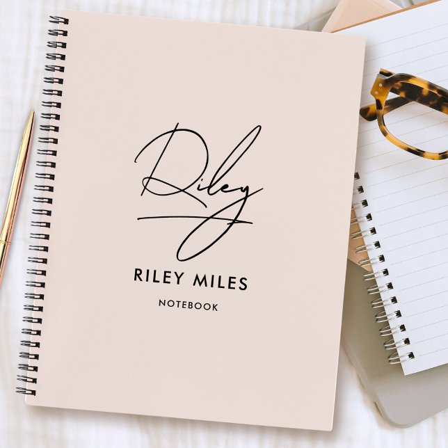 Carnet Signature de script Monogramme rose pâle moderne c (Créateur téléchargé)