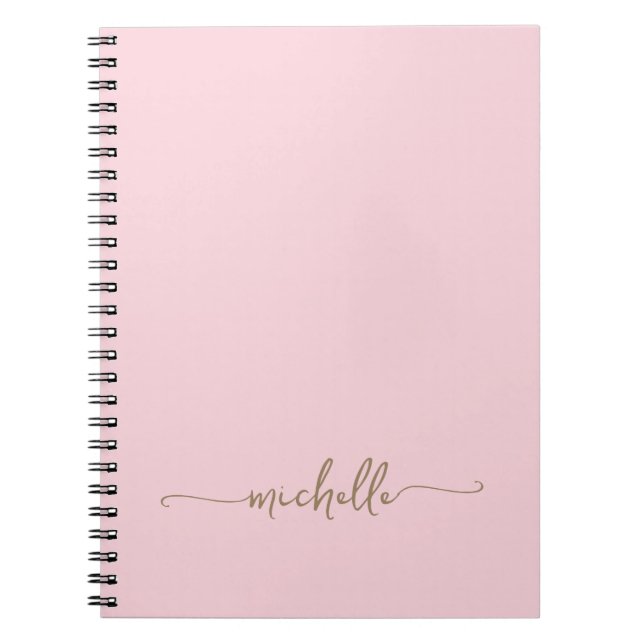 Carnet Signature en écriture cursive avec monogramme rose (Devant)