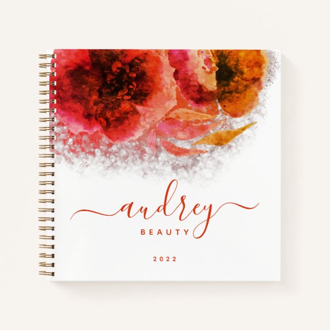 Carnet Signature Florale dorée brillante Monogramme (Devant)