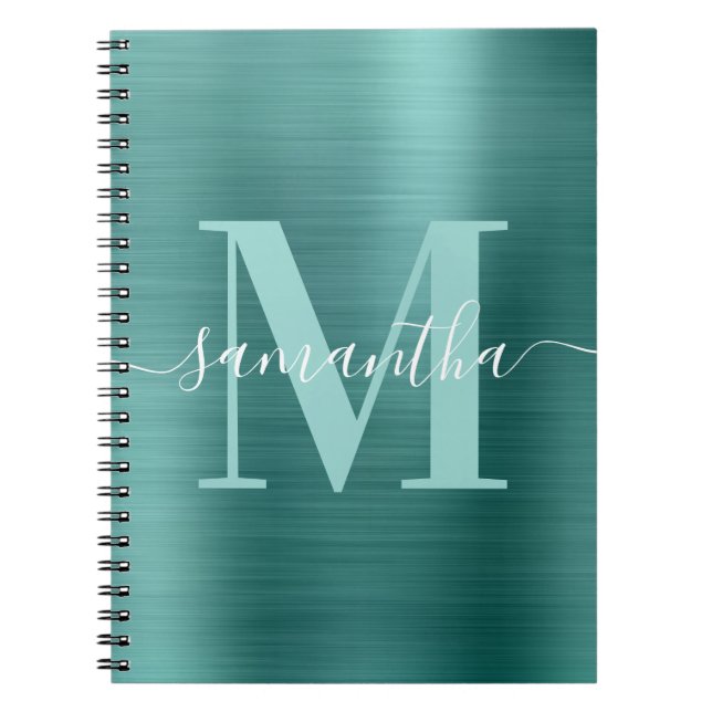 Carnet Signature Monogram Aqua Turquoise Shimmer Foil (Devant)