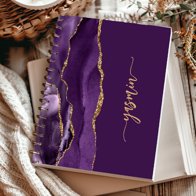 Carnet Signature Personnalisée Agate Violette Or (Créateur téléchargé)