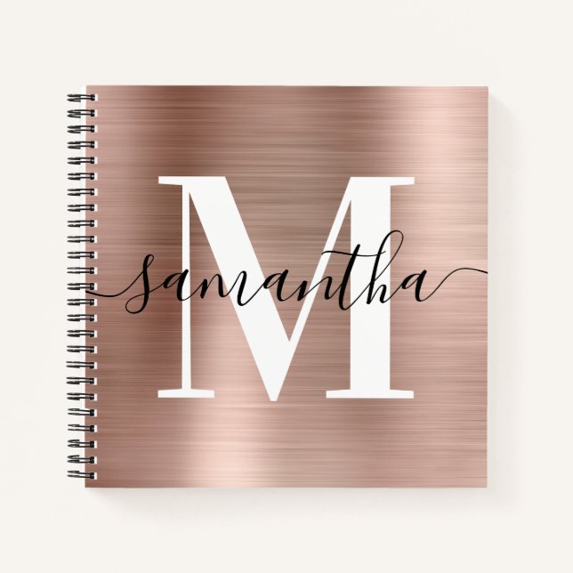 Carnet Signature personnalisée Monogramme Photo Rose Gold (Devant)