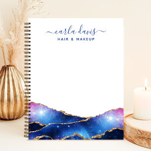 Carnet Signature Script Agate Galaxie Étoiles Célestes