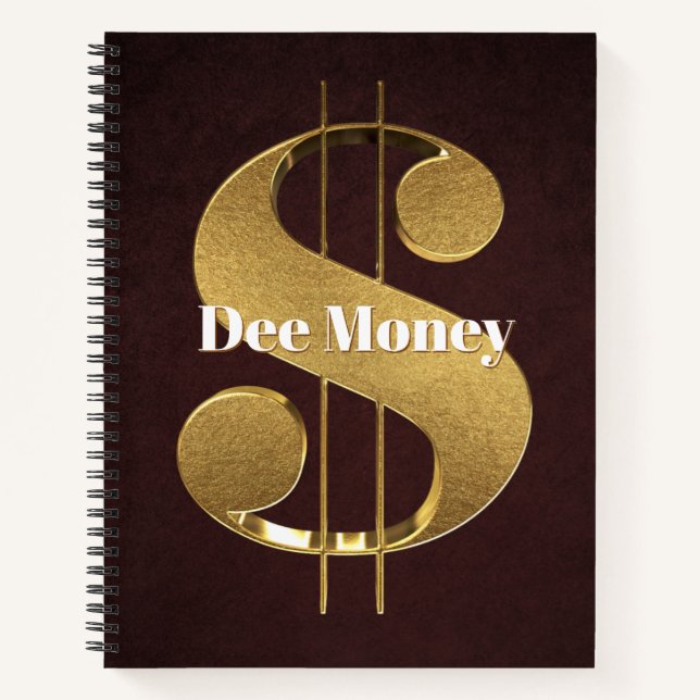 Carnet Signe dollar en or personnalisé (Devant)