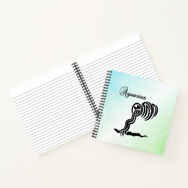 Carnet Signe du zodiaque Verseau et symbole bleu vert (Intérieur)
