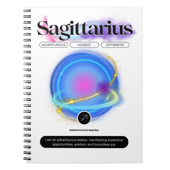 Carnet Signe moderne Zodiac Sagittarius Citation Élément  (Devant)
