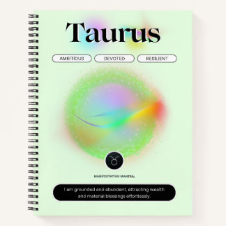 Carnet Signe moderne Zodiac Taurus Citation Élément Terre