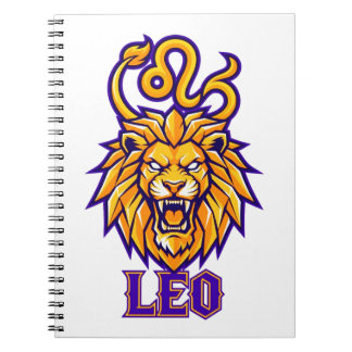 Carnet Signe Zodiacal Lion Mascotte Graphique Dorée