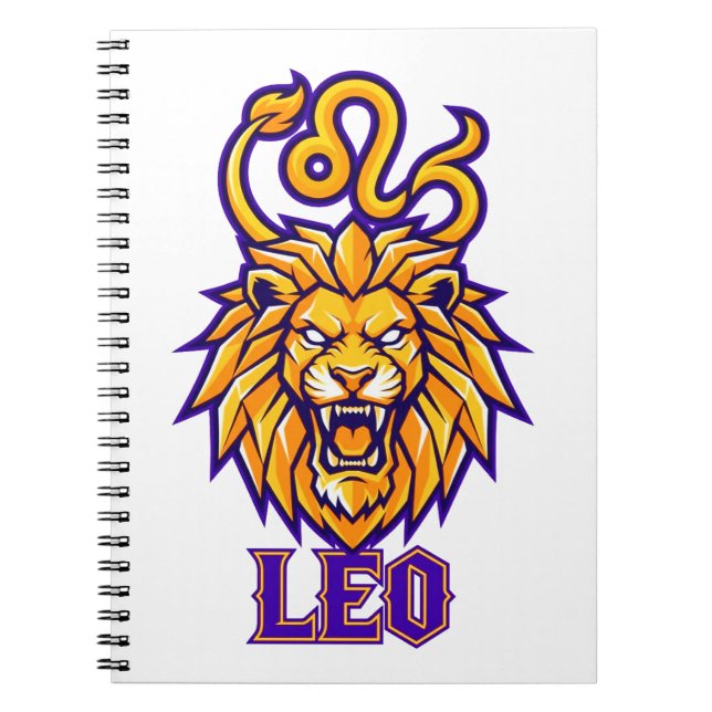 Carnet Signe Zodiacal Lion Mascotte Graphique Dorée (Devant)