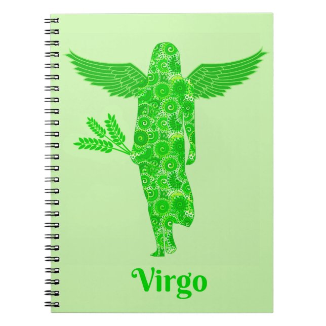 Carnet Signe zodiaque pour la virgo dans les tons verts (Devant)