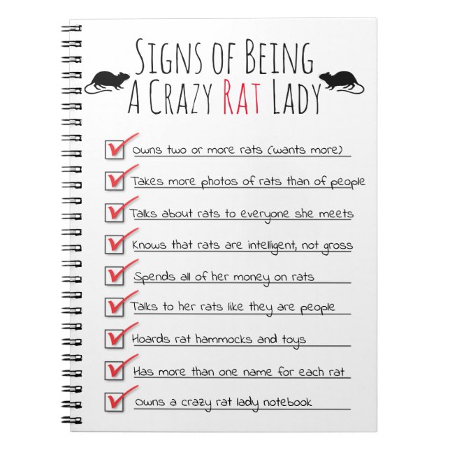 Carnet Signs of Being a Crazy Rat Lady (Devant)