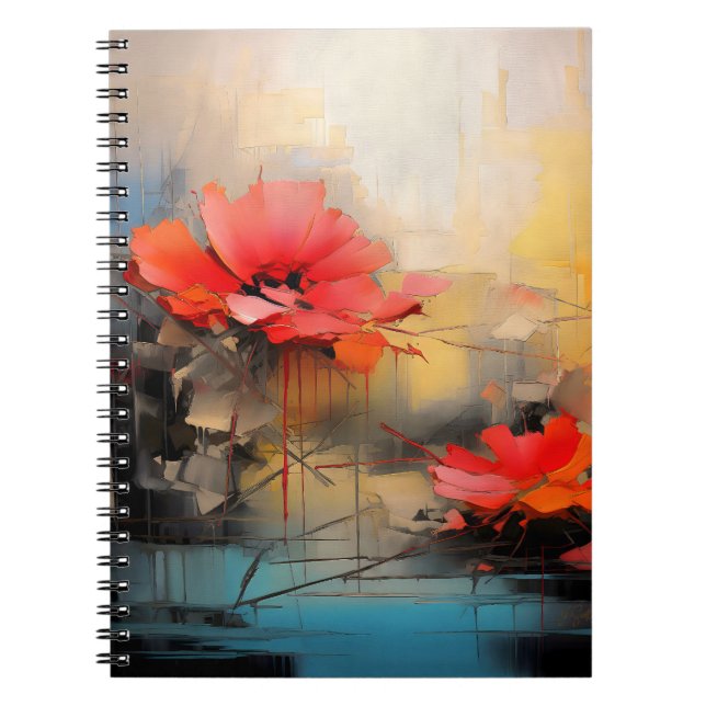 Carnet Silence cramoisi – Coquelicots abstraits dans la l (Devant)