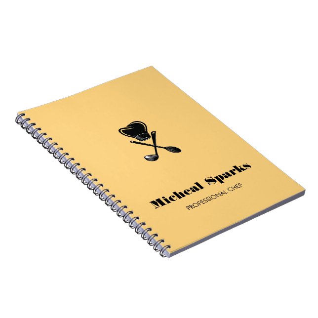 Carnet Silhouette casquette de chef et cuillères beige (Côté Droit)