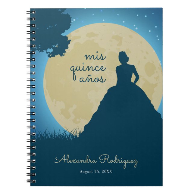Carnet Silhouette couronnée avec Quinceanera lune (Devant)