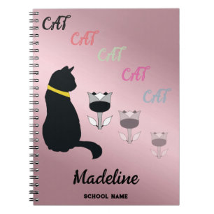 Carnet Silhouette de chat noir Modifier le texte et l'opa