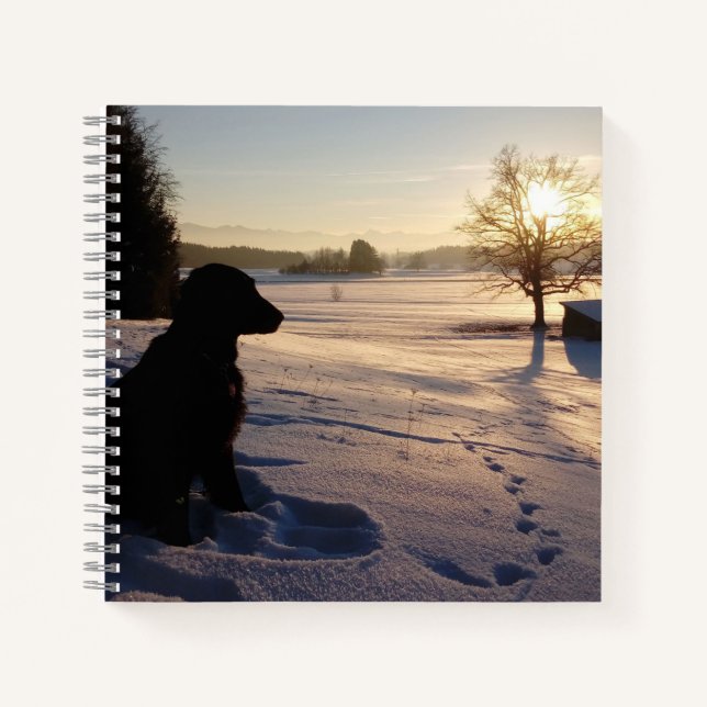 Carnet Silhouette de chien dans le paysage neigeux (Devant)